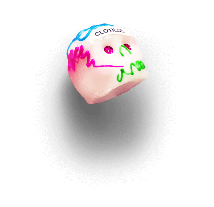 Skull with blue decoration